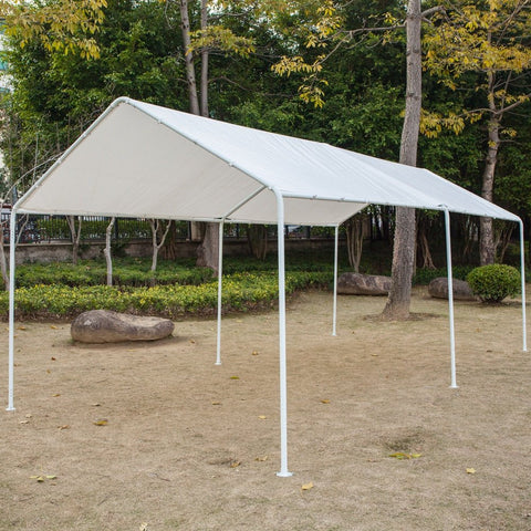 10 X 20 Carport Car Canopy Versatile Shelter Car Shed with 6 Foot Tubes White US Warehouse In Stock - ScootRasch Outdoor Equipment