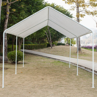 10 X 20 Carport Car Canopy Versatile Shelter Car Shed with 6 Foot Tubes White US Warehouse In Stock - ScootRasch Outdoor Equipment
