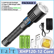 10000mAh XHP120 12-Core LED Flashlight Brightest Torch USB Rechargeable IP66 Waterpoof Lantern Camping Lamp use 26650 Battery - ScootRasch Outdoor Equipment