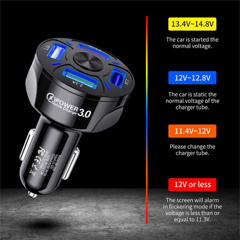 4 Port USB Car Charger adaptor 48W Quick 7A quick charging capable - ScootRasch Outdoor Equipment