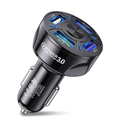 4 Port USB Car Charger adaptor 48W Quick 7A quick charging capable - ScootRasch Outdoor Equipment