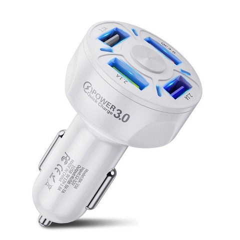 4 Port USB Car Charger adaptor 48W Quick 7A quick charging capable - ScootRasch Outdoor Equipment