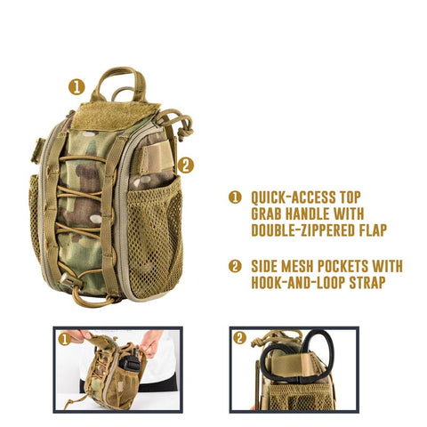 First Aid Trauma Pack Medical Kit Quick Detach EMT/First Aid Pouch Tactical Cordura Nylon Multicam Trauma Pouch Bag - ScootRasch Outdoor Equipment