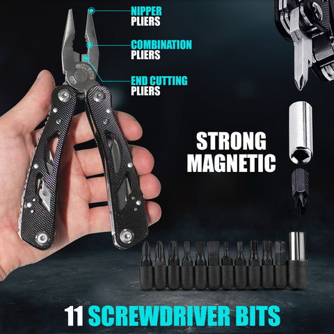 Multitool Knife Pliers Pocket Knives Saw Kit Survival Folding Multi Tool with Screwdriver Bits Set Outdoor Fishing Camping Accessories Emergency Multifunctional Gift for Men Boyfriend Father - ScootRasch Outdoor Equipment