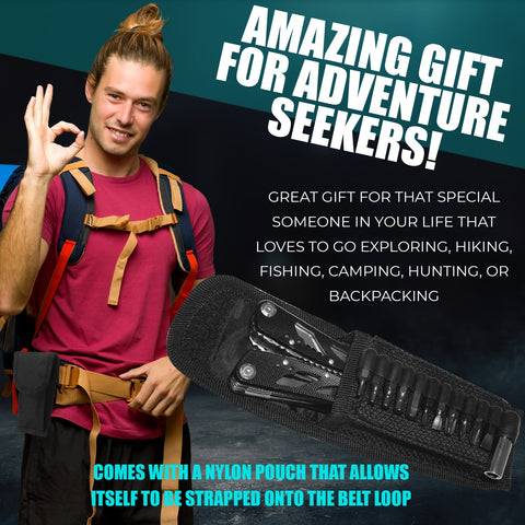 Multitool Knife Pliers Pocket Knives Saw Kit Survival Folding Multi Tool with Screwdriver Bits Set Outdoor Fishing Camping Accessories Emergency Multifunctional Gift for Men Boyfriend Father - ScootRasch Outdoor Equipment