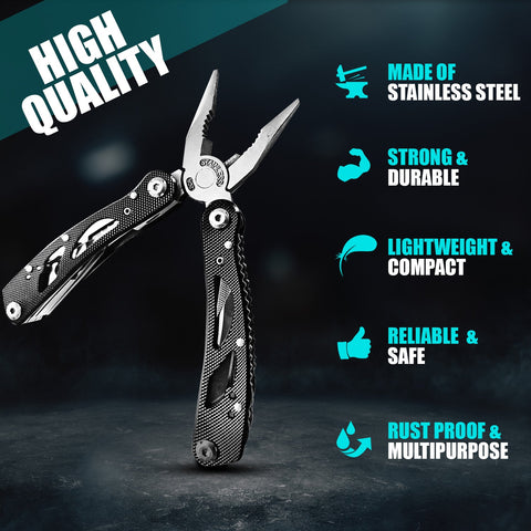 Multitool Knife Pliers Pocket Knives Saw Kit Survival Folding Multi Tool with Screwdriver Bits Set Outdoor Fishing Camping Accessories Emergency Multifunctional Gift for Men Boyfriend Father - ScootRasch Outdoor Equipment