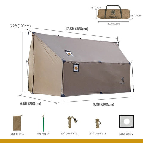 OneTigris TEGIMEN Hammock Awning & Hot Tent Waterproof Outdoor Tarp Canopy Rain Fly Cover Fit 3 people - ScootRasch Outdoor Equipment