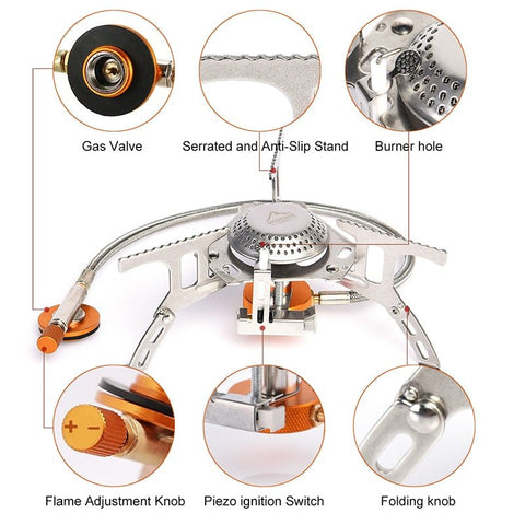 Widesea Outdoor Folding Gas Stove Camping Gas burner Folding Electronic Stove hiking Portable Foldable Split Stoves 3000W - ScootRasch Outdoor Equipment