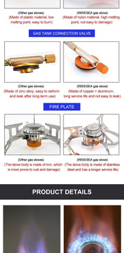 Widesea Outdoor Folding Gas Stove Camping Gas burner Folding Electronic Stove hiking Portable Foldable Split Stoves 3000W - ScootRasch Outdoor Equipment